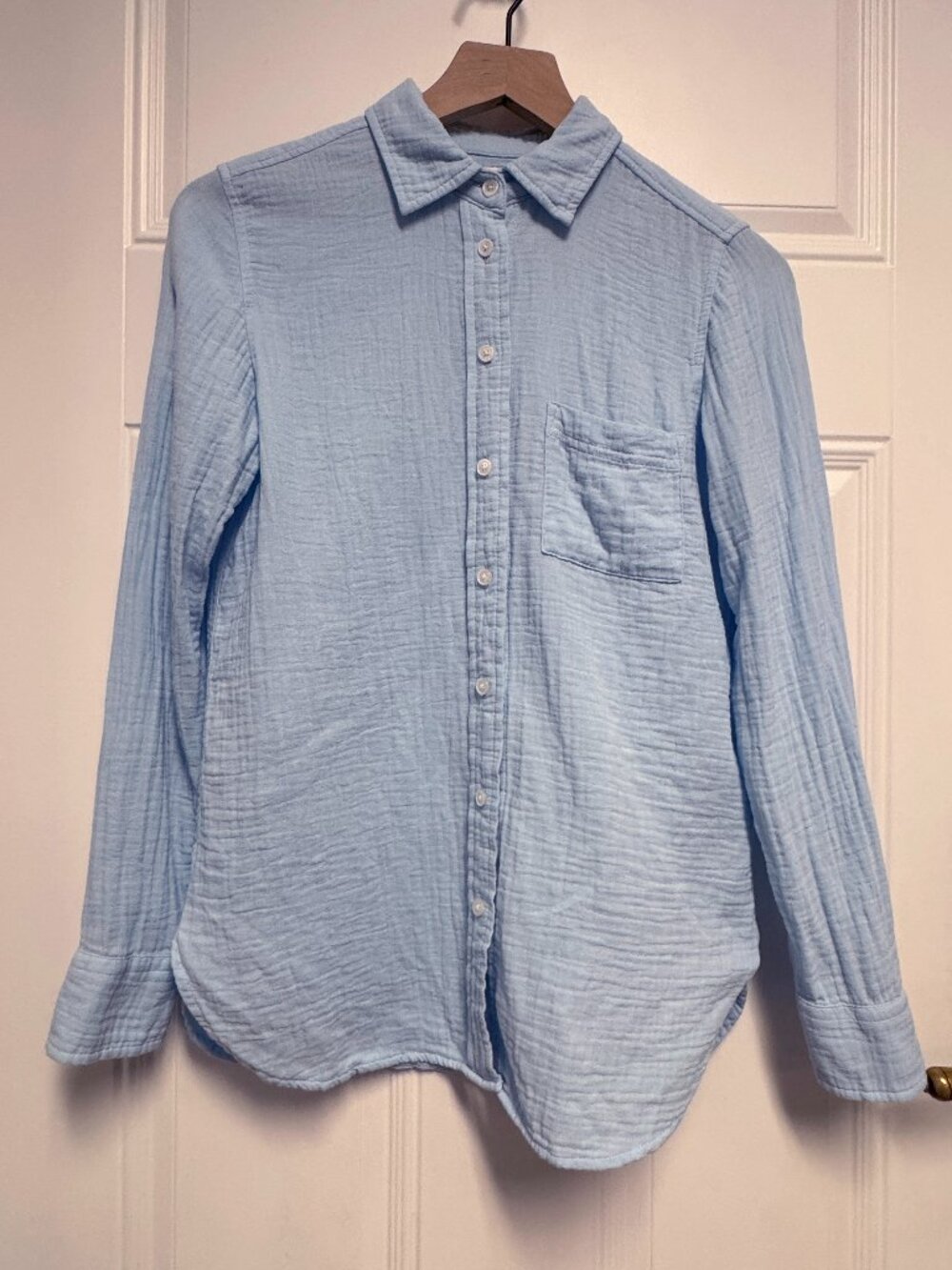 J. CREW cotton double-gauze button-up shirt, Light Blue, XXS